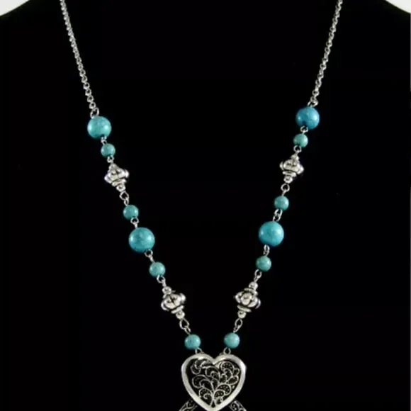 Eyeglass / ID Badge Holder Necklace Lanyard with Turquiose Beads NWOT 30" - Picture 2 of 3